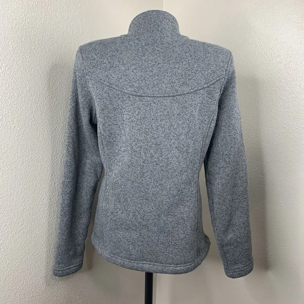 North Face Cresent Heathered Gray 1/4 Zip Women’s Sz M Pullover Purple Embroider - Image 6