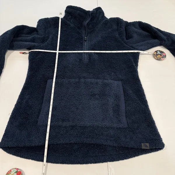 LL Bean Blue 1/4 Zip Sherpa Fleece Pullover Pockets Fuzzy Size‎ MEDIUM - Image 6
