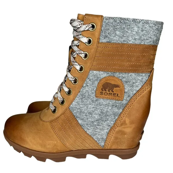 Sorel Lexie Wedge Boots‎ Leather Camel Brown Waterproof Women’s Size 10 - Image 2