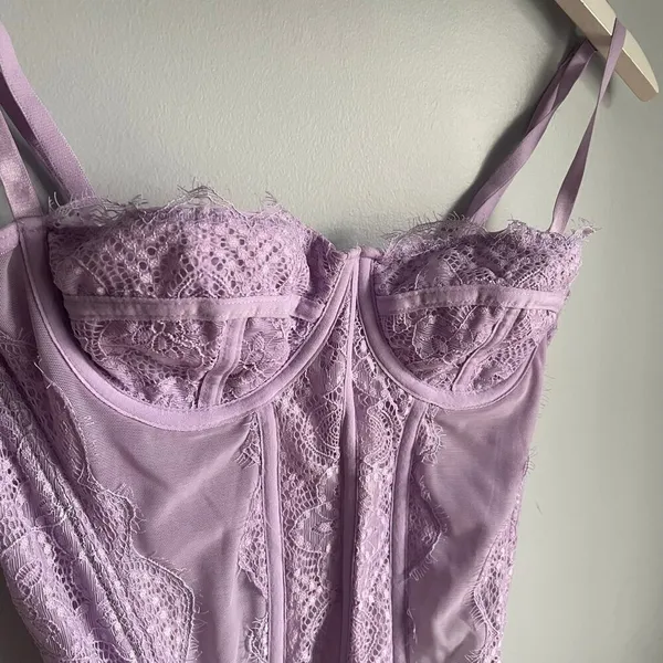Lilac Purple Fairy Corset Tank Top Lingerie‎ Romantic Coquette Lace size XS - Image 4