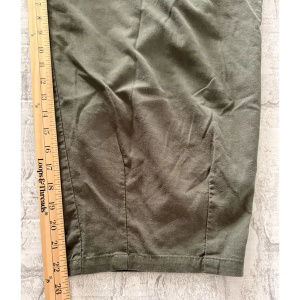 Studio CLIP Japanese Olive Green Rayon Hemp Blend Wide Leg Elastic Pants Sz L - Image 6