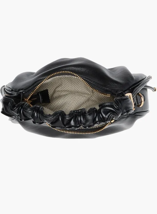 Urban Expressions Black Ruched Hobo Crossbody Shoulder Bag - Image 6