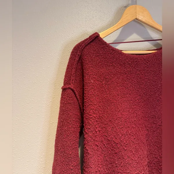 Free People We The Free Maroon Textured Oversized Pullover - Medium - Image 2