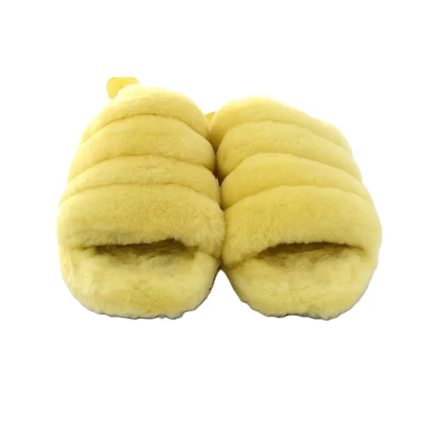 UGG Fluff Yeah Slide Women 10 Yellow Excellent Sheepskin Fuzzy Slingback - Image 3