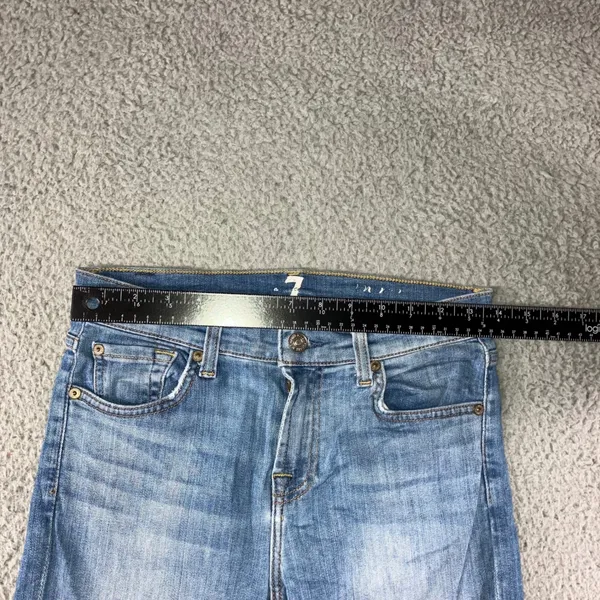 7 For All Mankind Skinny Jeans Women 26 Medium Wash Whiskered Stretch‎ Denim - Image 4