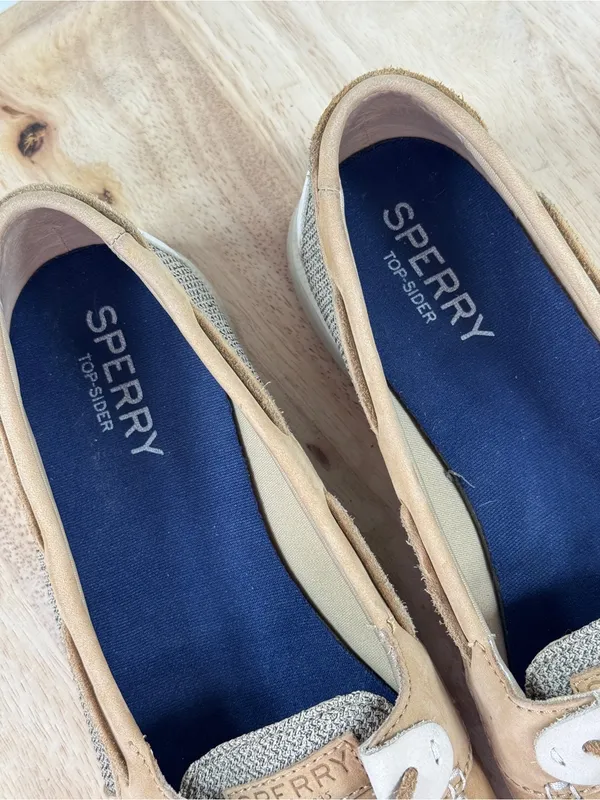 Sperry Oasis Loft Linen‎ Leather Boat Shoes Tan Women’s 9.5 Nautical Preppy - Image 8