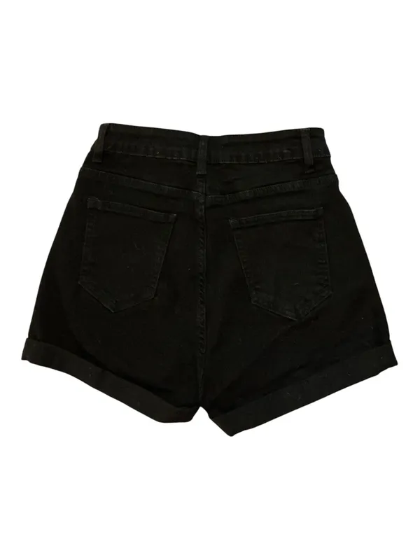 Cider Black High-Waisted Cuffed Denim Shorts – Size S (Waist 26) - Image 2