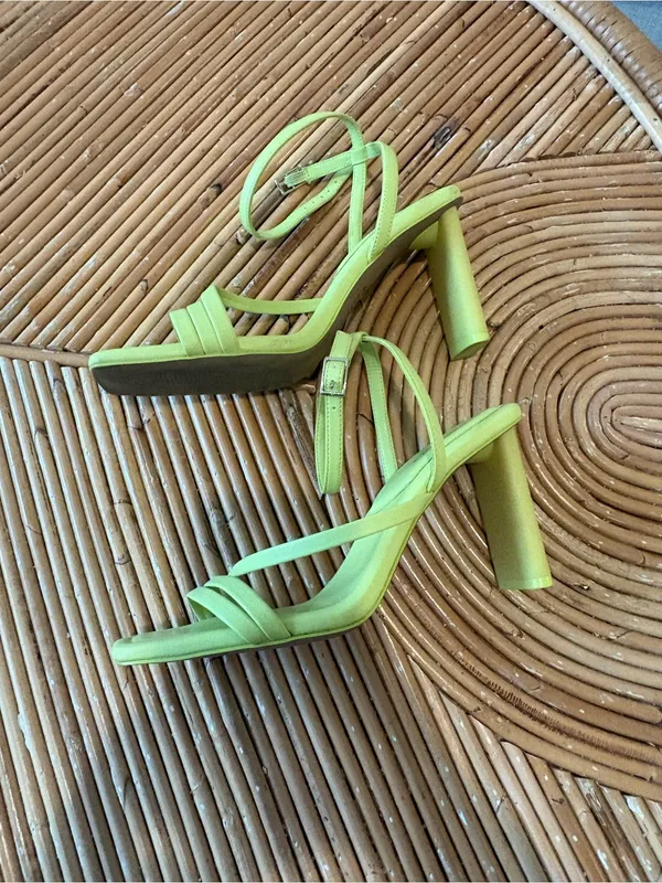 ALDO Lime Green Strappy Square-Toe Sandals - Image 2