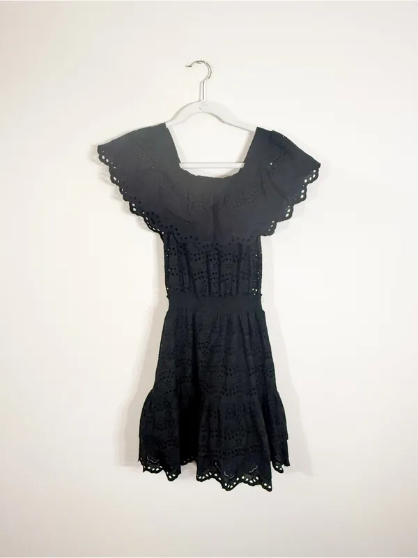 LoveShackFancy Elizabeth Dress Black Mini - Image 3
