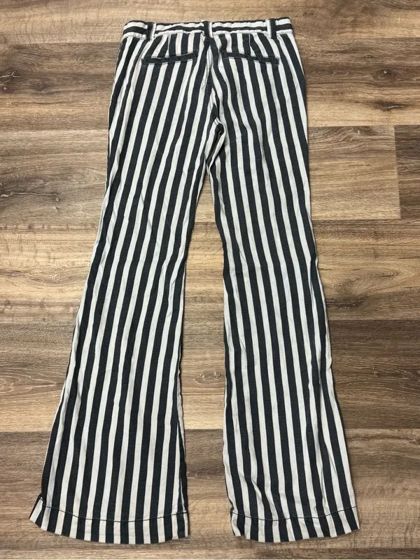 Free People Linen Blend Black White Flare Pants Women’s 2 - Image 4