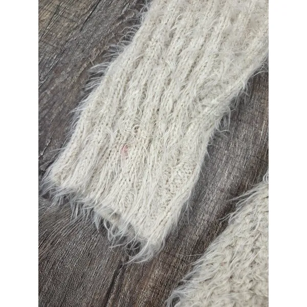 RYU Super Soft Cashmere-Like Crochet Back Cardigan Sweater Cream Beige M/L - Image 2