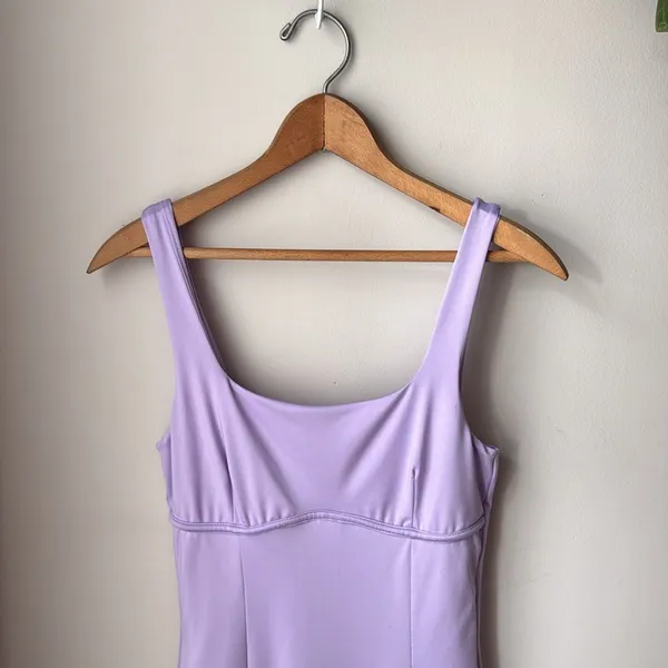 Gaze Lilac Purple Contour Midi Bodycon Dress Square Neck Y2K - Image 2