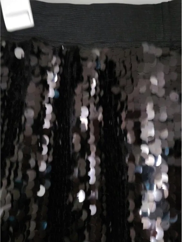 Pink Rose Black Sequin Skater‎ Skirt - Image 5