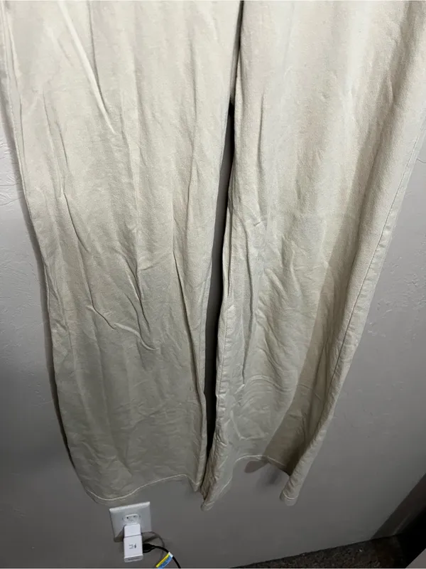 Talentless French Terry Bone Cream Wide Leg Lounge Sweatpants - Image 4