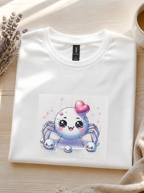 Cute Spider Graphic T-Shirt Halloween Theme 100% Cotton Size XL - Image 2