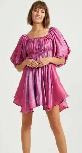 Altar’d state amabella puff sleeve mini dress. Size Medium - Image 2
