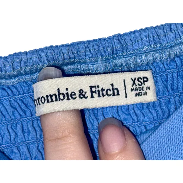 Abercrombie & Fitch Blue Smocked Back Puff Sleeve Mini Dress Womens Size XS P - Image 4