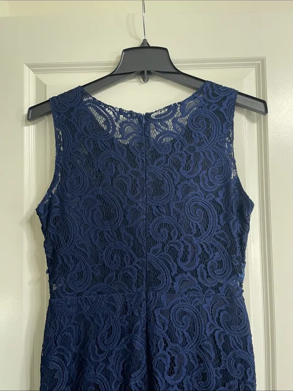 CINDERELLA DIVINE Navy Blue Lace Formal Maxi Dress Size Large - Image 7
