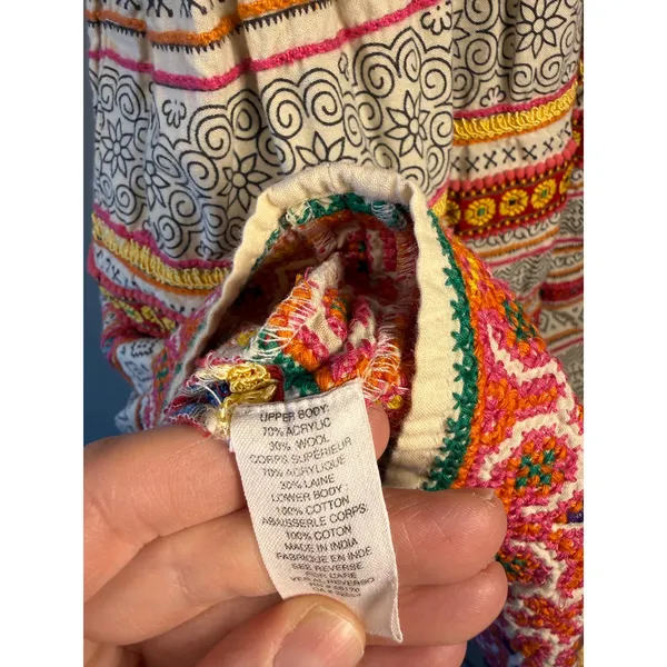 Free People Vintage Boho‎ Dress 2 Knit Bodice Fit Flare Festival Embroidered - Image 8