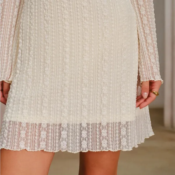 Rihoas Apricot Lace Bell Sleeve Mini Dress - Image 2