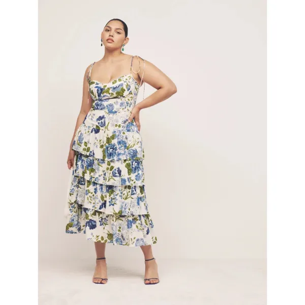 Reformation Kesia Tiered Midi Dress Lucca Floral - Image 2