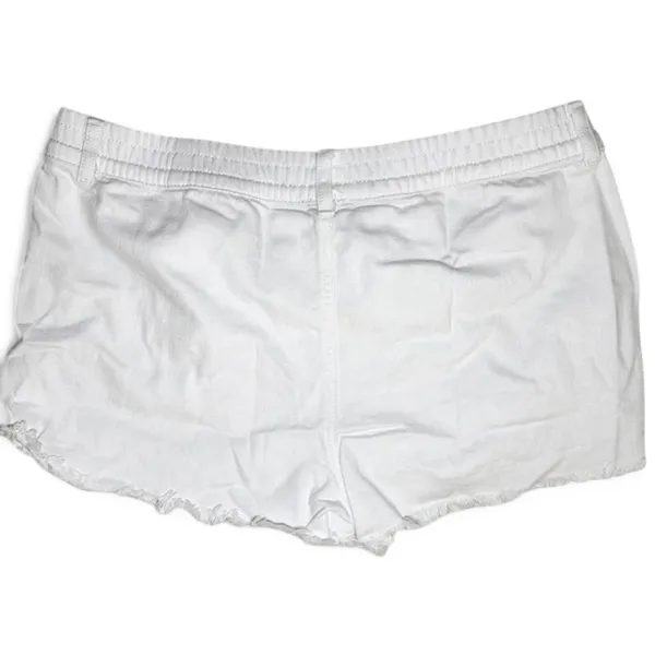 Aerie Pull On Elastic Waist Distressed Cut Off White Denim Shorts Medium 3 Inch - Image 2
