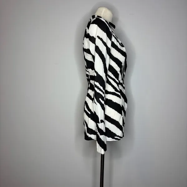 Pretty Little Thing- Black & White Zebra Stripe Button Down Top - Image 7