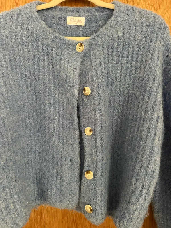 Pink lily bouncy fuzzy button up cardigan - Image 5