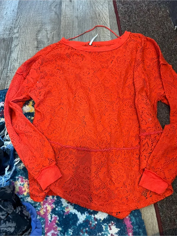 Free people Red Lace Long-Sleeve Women's Top - Image 3
