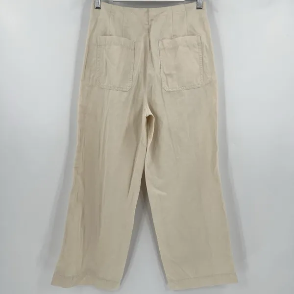 LOFT Pants Linen Cotton Blend Cropped Wide Leg Cream Seamed Women’s Size 4‎ NWT - Image 5