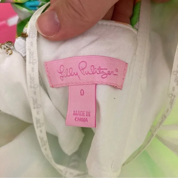 Lilly Pulitzer Richelle Elephant Ears Strapless Mini Dress Green Pink Blue Sz 0 - Image 4