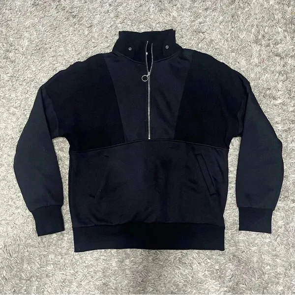 Amazon YKR Black Oversized Sweatshirt Half Zip Hoodie Fleece Pullover | Size S - Image 3