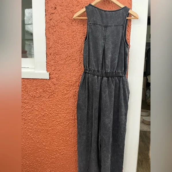 Women's Denim Scoop Neck Sleeveless Drawstring Waist Jumpsuits Overall XS - Image 6