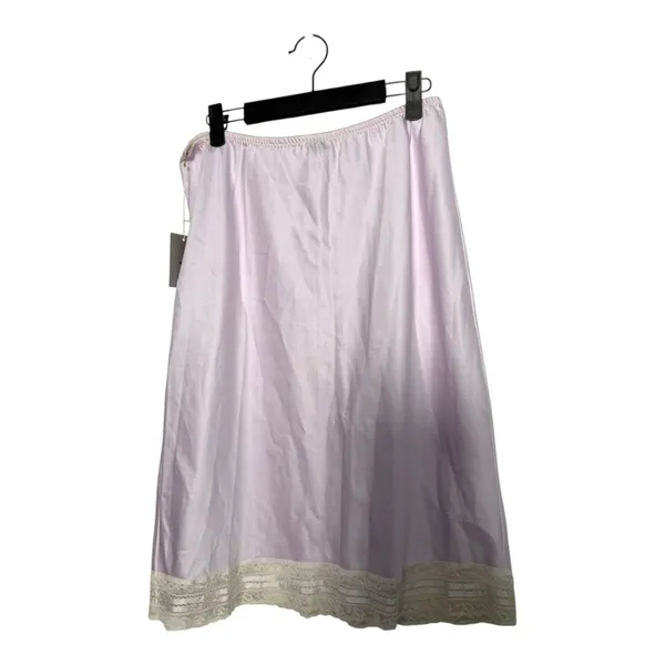 Christian Dior Vintage Lavender Purple Lace Trim Midi Slip Skirt Size Medium NEW - Image 3