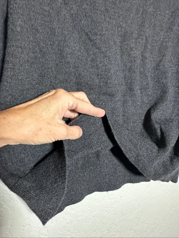 Banana Republic 100% Merino Wool Grey Crew Neck Sweater Baruffa Extra Fine Large - Image 5