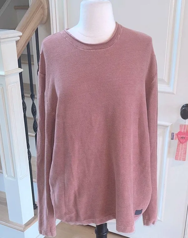 Cozy Blush Ribbed Grunge Pullover Pink Size XXL - Image 2