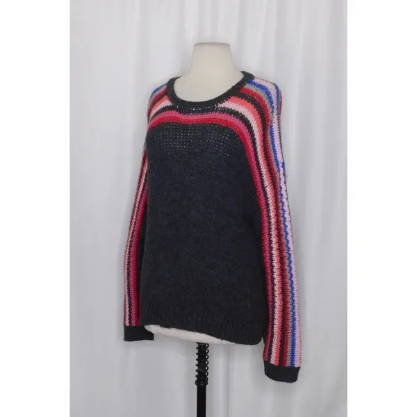 XIRENA Teton Aprés Ski Sweater Alpaca Gray Colorful Stripes Sporty Apres X-Small - Image 6