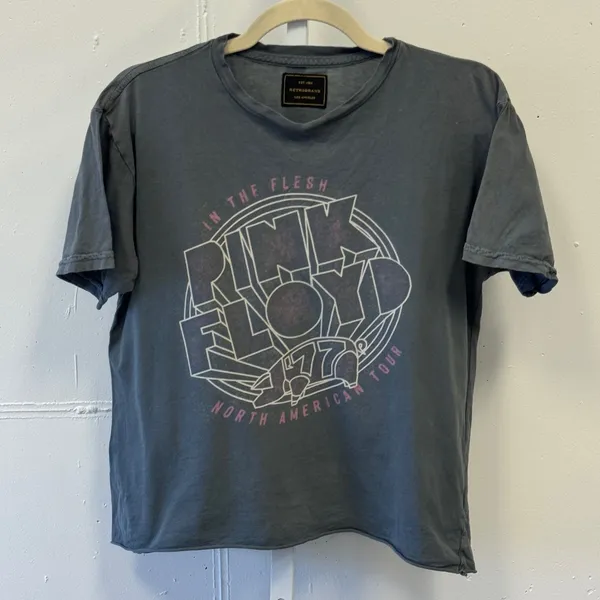 Retrobrand Pink Floyd 1977 North American Tour Graphic T-Shirt Faded Black Small - Image 3