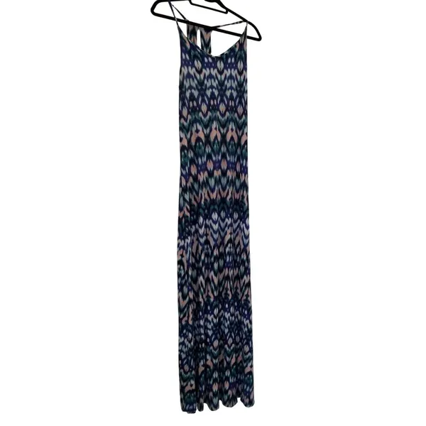 Cynthia Rowley Sleeveless Maxi Dress Blue & White Ikat Print Womens Size M Polye - Image 2