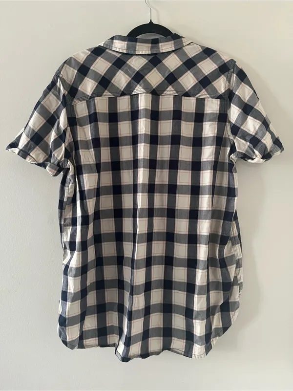 Carhartt Women's Plaid Short Sleeve Button Down Shirt XL Blue White 100% Cotton - Image 6