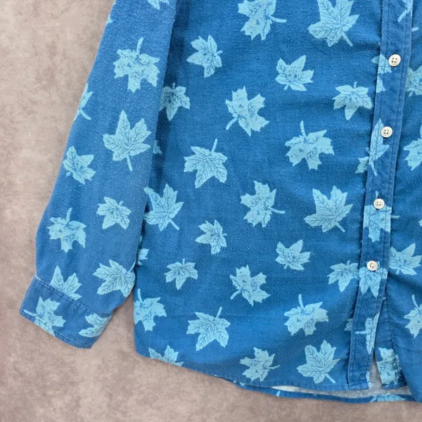 Haband Blue Leaf Cozy Flannel Y2K Vintage Button Down Long Sleeve Shirt XL‎ - Image 6