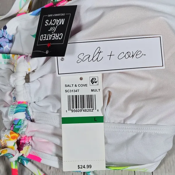 Salt‎ + Cove Beachwear Neon Floral Print Bikini Swim top L NWT - Image 5
