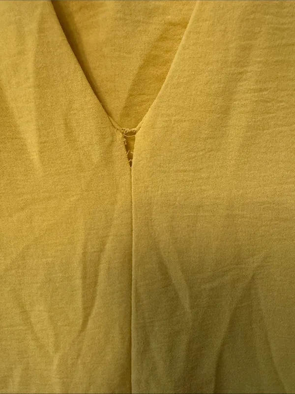 Zara V-Neck Yellow Ruched Midi Dress - Image 3
