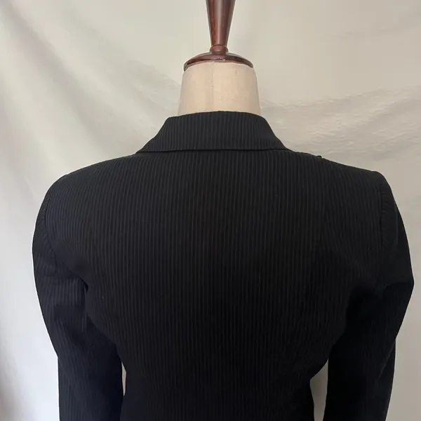 Y2K Anne Klein Pinstripe Womens Blazer Sz OP Career Quiet Luxury Academia Gray - Image 8