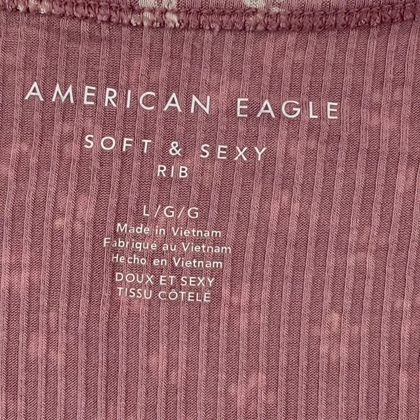 American Eagle‎ Soft Sexy Rib Floral Button Up Crop Top Women's L/G Pink - Image 4
