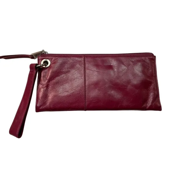 HOBO Dark Red Leather Wristlet Clutch – Small | Zipper Closure | EUC - Image 5