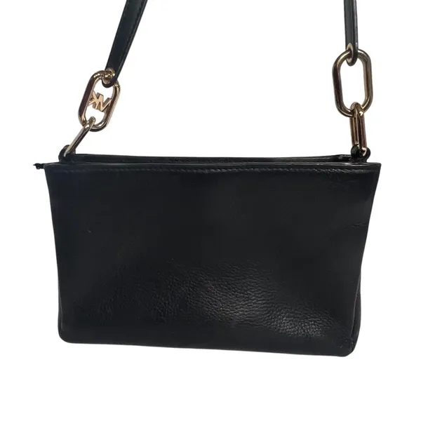 Michael‎ Kors Trisha Crossbody Women Medium Black Pebbled Leather Gold Hardware - Image 4