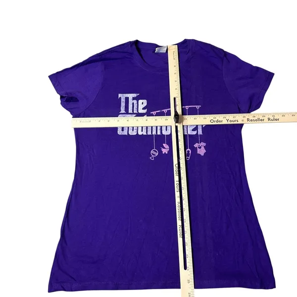 Gildan The Godmother T-Shirt Womens‎ S Purple Baby Shower Gift Graphic Tee - Image 5