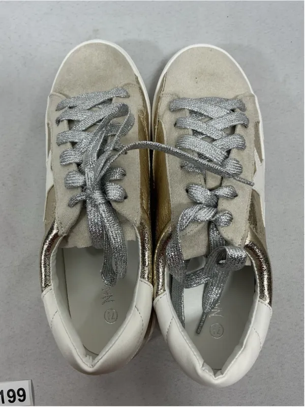 Womans New Nature Breeze Dale Lace Up 2 Tone Fashion Sneakers 7.5 Gold - Image 3