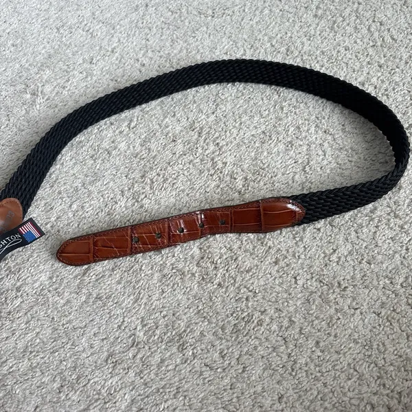 Brighton Black and Brown Belt with Brass Buckle - Image 3
